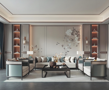 New Chinese Style A Living Room-ID:552824971