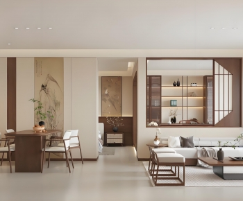 New Chinese Style A Living Room-ID:987190966