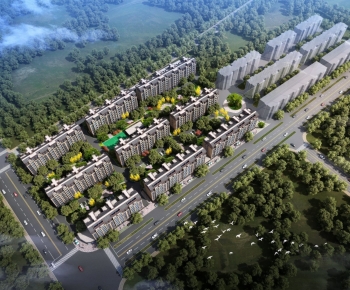 New Chinese Style Architectural Bird's-eye View Planning-ID:248496061