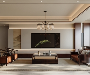 New Chinese Style A Living Room-ID:701730978