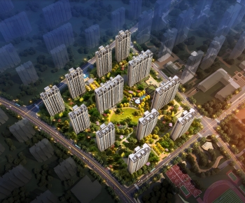 New Chinese Style Architectural Bird's-eye View Planning-ID:442966941