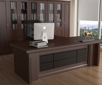 New Chinese Style Office Desk And Chair-ID:210783008