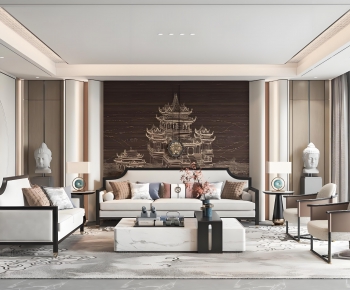 New Chinese Style A Living Room-ID:649029973