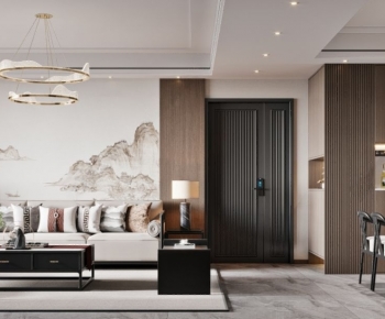 New Chinese Style A Living Room-ID:992638114