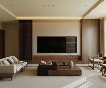 New Chinese Style A Living Room-ID:987422948