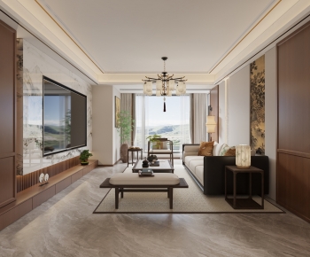 New Chinese Style A Living Room-ID:853482968