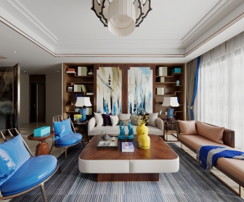 New Chinese Style A Living Room-ID:298353913