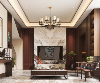 New Chinese Style A Living Room-ID:870965961