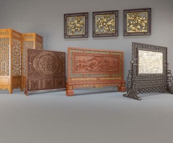 Chinese Style Wooden Screen Partition-ID:656790026
