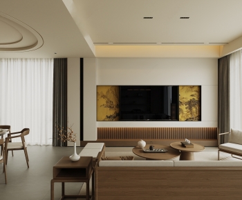 New Chinese Style A Living Room-ID:691032897