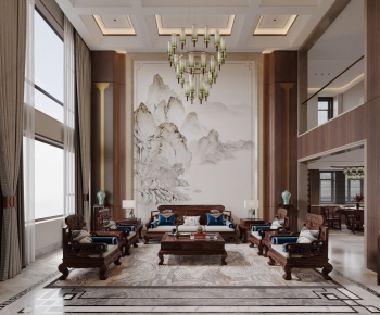 New Chinese Style A Living Room-ID:982184897