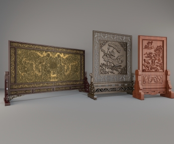 Chinese Style Wooden Screen Partition-ID:923347005