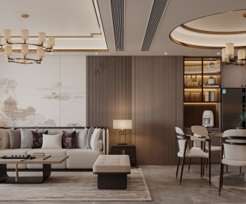 New Chinese Style A Living Room-ID:851377014