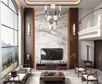 New Chinese Style A Living Room-ID:894974953