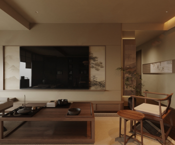 New Chinese Style A Living Room-ID:878364094