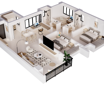 Modern A Bird's-eye View Of Home Decoration-ID:326961044