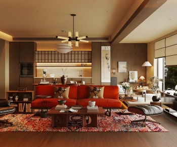 New Chinese Style A Living Room-ID:425013079