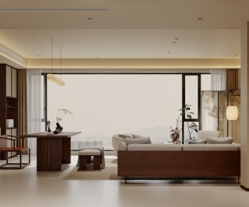 New Chinese Style A Living Room-ID:694892887