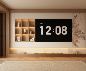 New Chinese Style TV Wall-ID:964243891