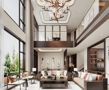 New Chinese Style A Living Room-ID:799592973