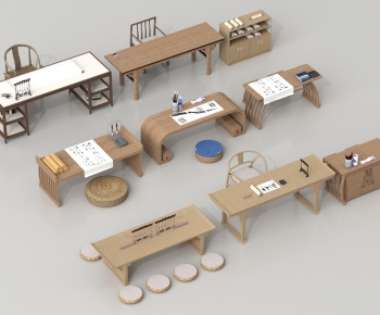 New Chinese Style Computer Desk And Chair-ID:443401102