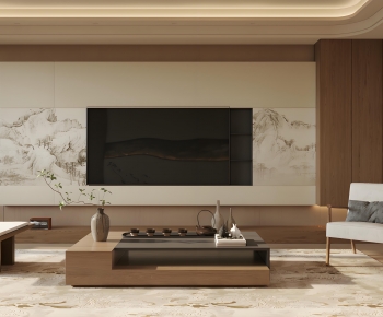 New Chinese Style A Living Room-ID:696886068