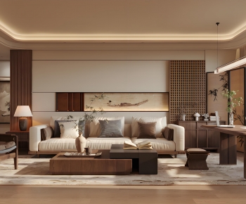 New Chinese Style A Living Room-ID:493593931