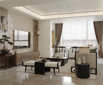 New Chinese Style A Living Room-ID:500577934