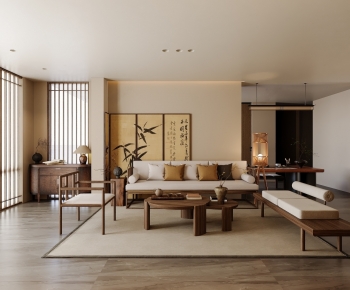 New Chinese Style A Living Room-ID:457324037