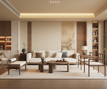New Chinese Style A Living Room-ID:377290962