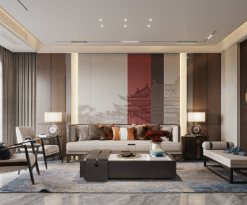 New Chinese Style A Living Room-ID:571919922