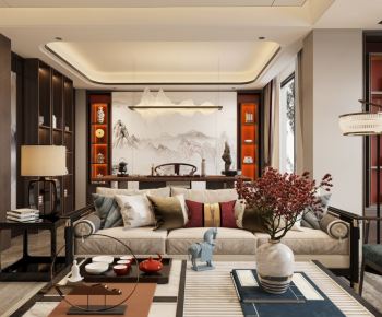 New Chinese Style A Living Room-ID:171381956