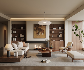 Wabi-sabi Style A Living Room-ID:912673958