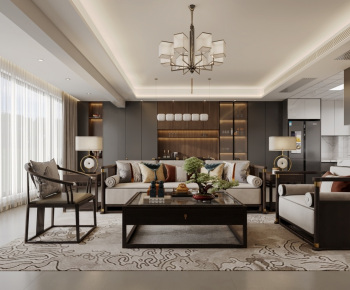 New Chinese Style A Living Room-ID:296077013