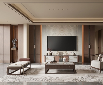 New Chinese Style A Living Room-ID:852999937
