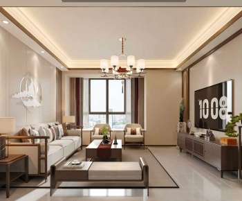New Chinese Style A Living Room-ID:520670428