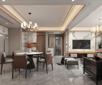 New Chinese Style A Living Room-ID:676285033