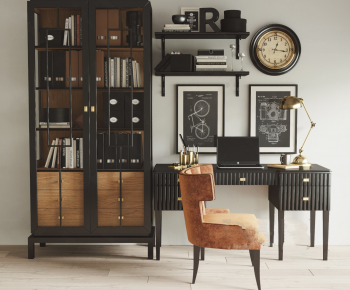 American Style Computer Desk And Chair-ID:155927908