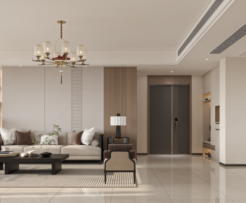 New Chinese Style A Living Room-ID:489455946