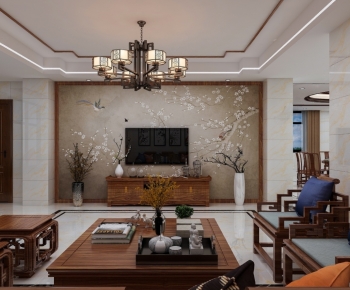 New Chinese Style A Living Room-ID:753102063