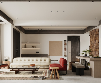 Wabi-sabi Style A Living Room-ID:989245899