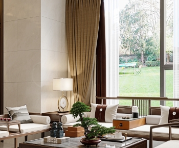 New Chinese Style A Living Room-ID:126867065