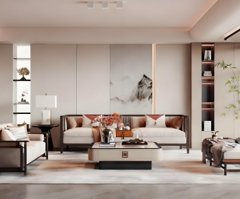 New Chinese Style A Living Room-ID:977804908