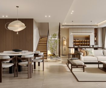 New Chinese Style A Living Room-ID:748326062