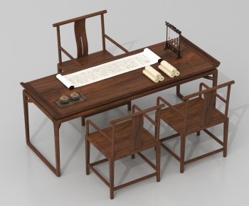 New Chinese Style Computer Desk And Chair-ID:512999062