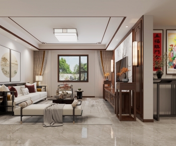 New Chinese Style A Living Room-ID:369545941