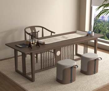 New Chinese Style Computer Desk And Chair-ID:215332985