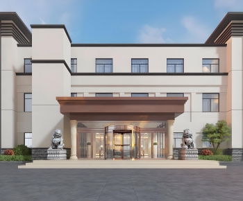 New Chinese Style Appearance Of Commercial Building-ID:384701976