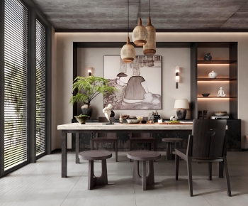 Wabi-sabi Style Dining Room-ID:987608918