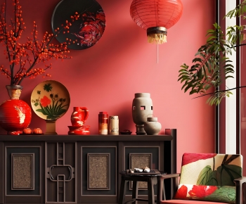 New Chinese Style Side Cabinet-ID:659770017